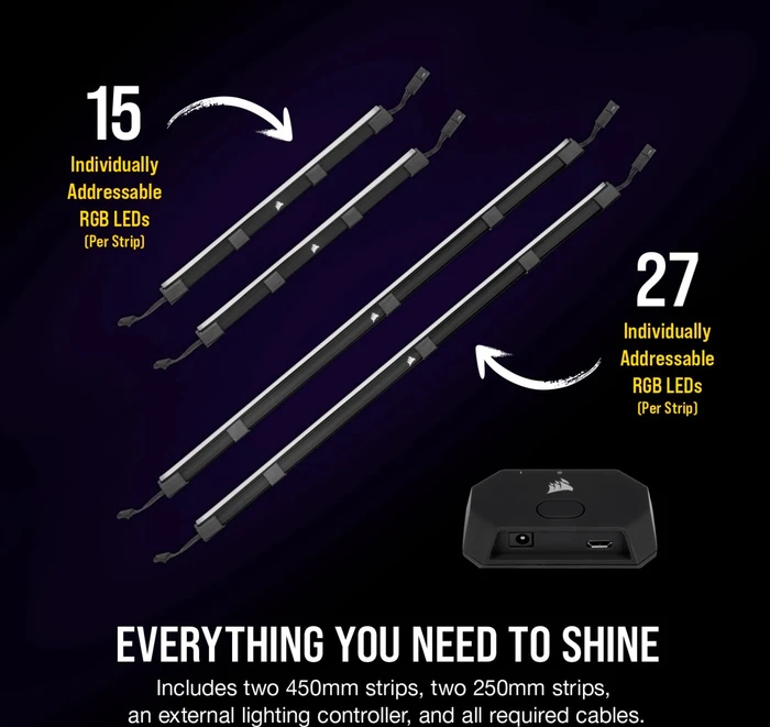 Corsair iCUE LS100 Smart Lighting Strip Starter Kit, RGB-Beleuchtungsset