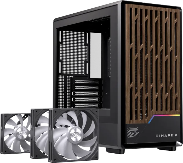 Einarex Pulse PM400 RGB Black, schwarz/braun, Glasfenster