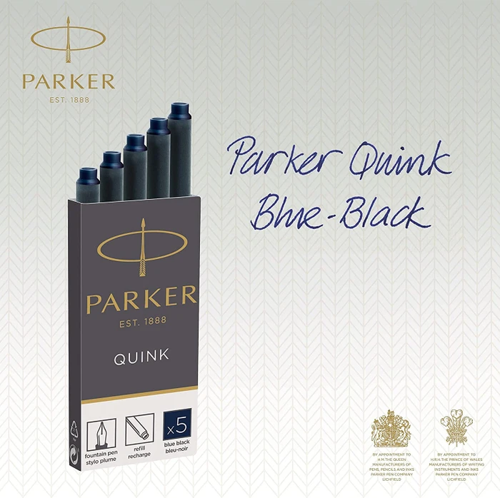 Parker Quink Großraum-Tintenpatrone blauschwarz, 5er-Pack