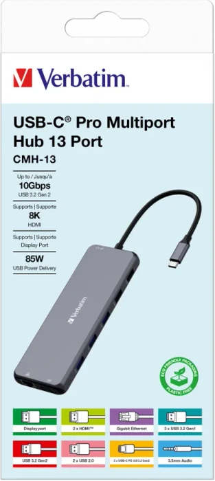 Verbatim USB-C Pro Multiport Hub CMH-13, USB-C 3.1 [Stecker]