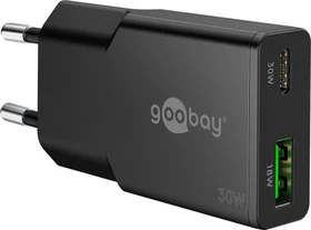 Wentronic Goobay USB-C PD GaN Dual-Schnellladegerät (30W) schwarz