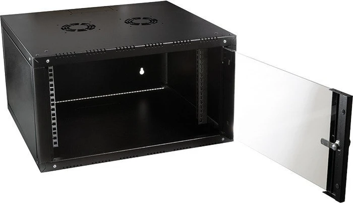 LogiLink Canovate Wandgehäuse 6HE, einteilig, Sicherheitsglastür, schwarz, 560mm tief