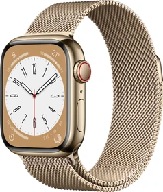 Apple Watch Series 8 (GPS + Cellular) 41mm Edelstahl gold mit Milanaise-Armband gold