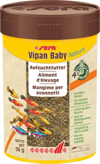 sera Vipan Baby Nature Mikroflocken für Jungfische, Aufzuchtfutter, 56g, 100ml