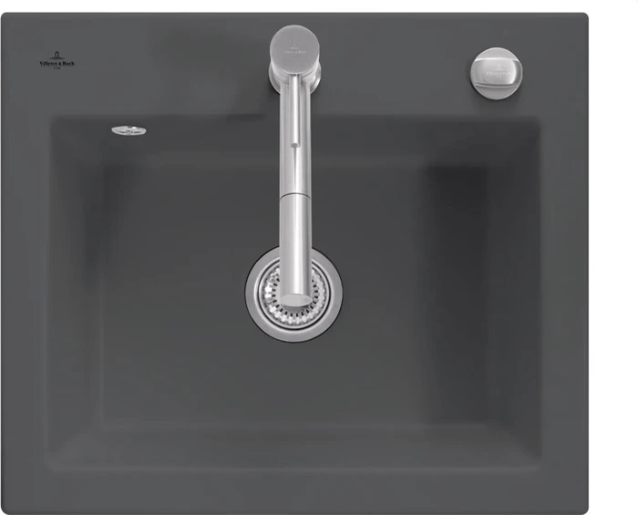 Villeroy & Boch Subway 60 S Einbau Becken mittig mit Ablauffernbedienung graphite