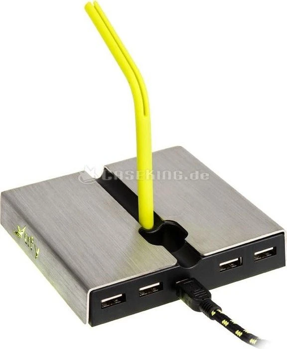 Xtrfy B1 Mouse Bungee mit 4-port USB Hub, Mauskabelhalterung, gelb/silber