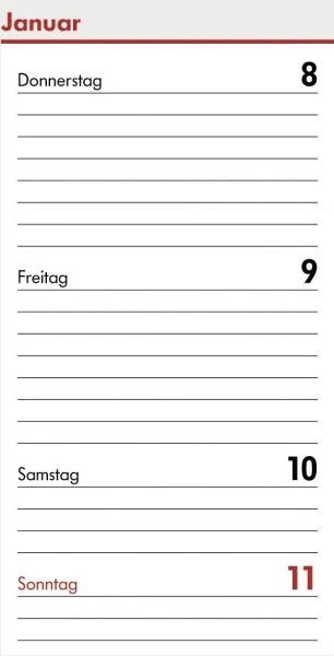 bsb-obpacher Kalender Mini Ersatzeinlage Wochenansicht 2021, A8