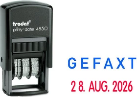trodat printy-dater 4850/L9 Datumstempel mit Textplatte GEFAXT, 23x12mm, Monat in Buchstaben, schwarz