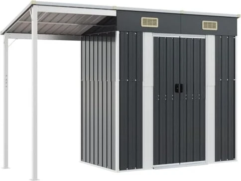 vidaXL Metall Gerätehaus 277x110.5cm anthrazit