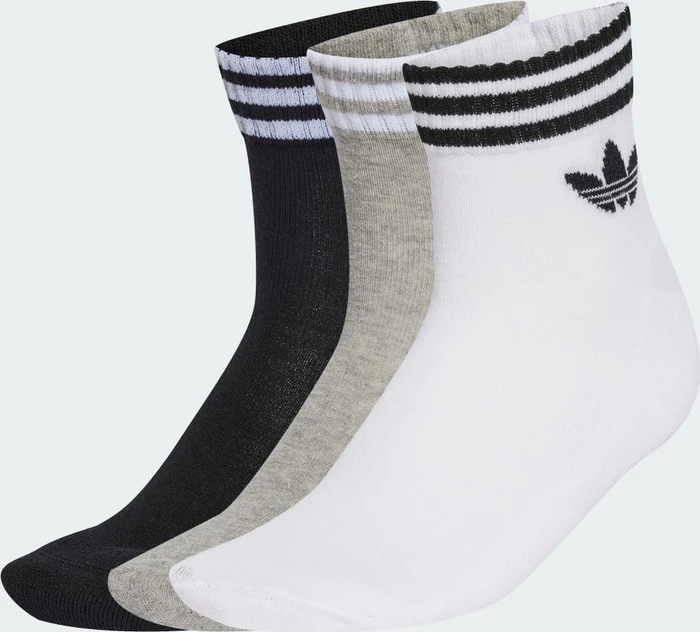 adidas 3-Streifen Ankle Socken white/medium grey heather/black, 3 Paare