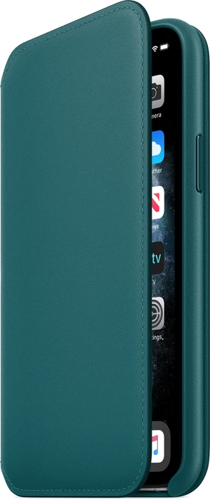 Apple Leder Folio Case für iPhone 11 Pro pfauenblau