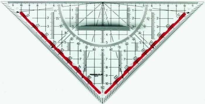 Rumold DUO Technisches Zeichendreieck 25cm, mit Griff, transparent