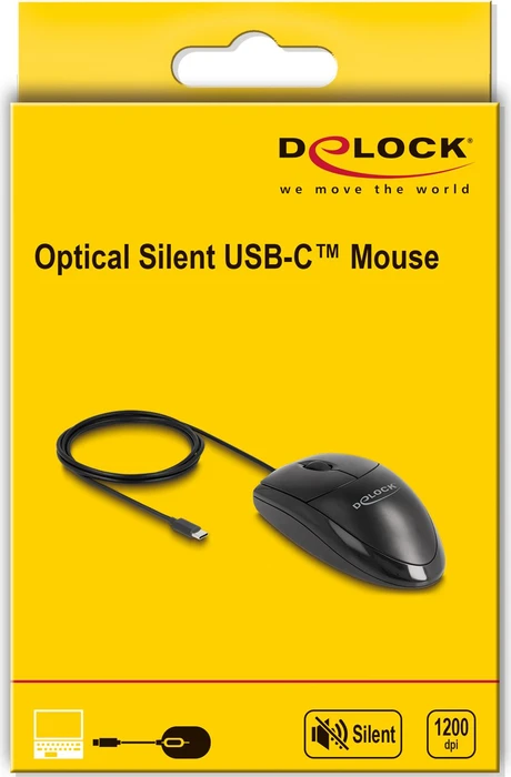 DeLOCK Optical Silent Mouse, schwarz, USB-C