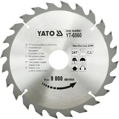 Yato YT-6060 HM Kreissägeblatt 24Z, 184x2.2x30mm, 1 Stück
