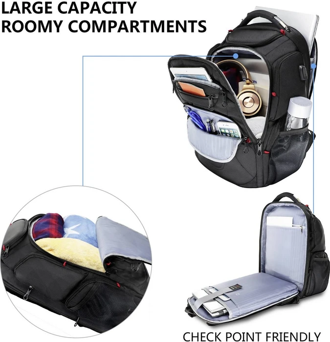 Kroser Notebook Rucksack, passend für maximal: 43,9 cm (17,3"), schwarz