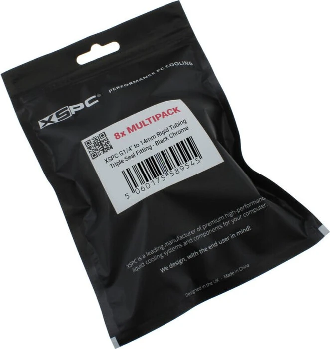 XSPC Rohranschluss G1/4" auf 14/10mm, schwarz verchromt, 8er-Pack