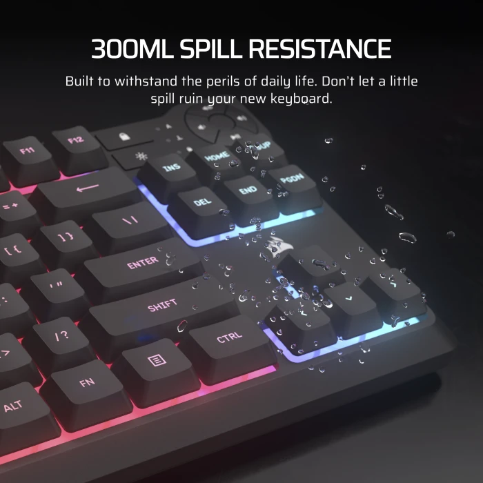 Corsair Gaming K55 CORE TKL RGB, schwarz, USB, UK