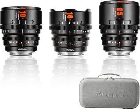 7artisans Hope 10/16/25mm T2.1 S35 Cine 3 Lens Set Schwarz für Micro-Four-Thirds