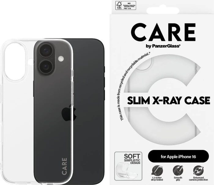 PanzerGlass Care Fashionable Case Transparent X-Ray Soft Basic für Apple iPhone 16