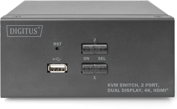 Digitus KVM-Switch, 2-Port, Dual-Display, 4K, HDMI, 2-fach KVM-Switch