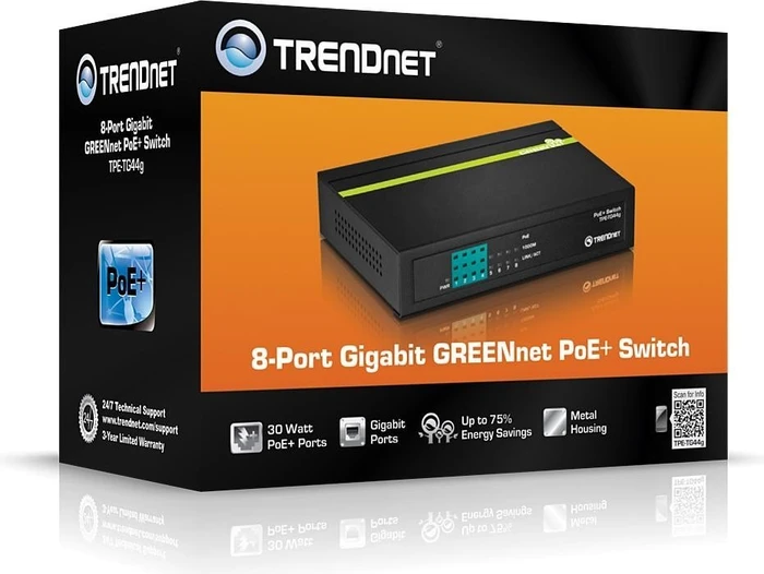 TRENDnet TPE-TG Desktop Gigabit Switch, 8x RJ-45, 68W PoE+