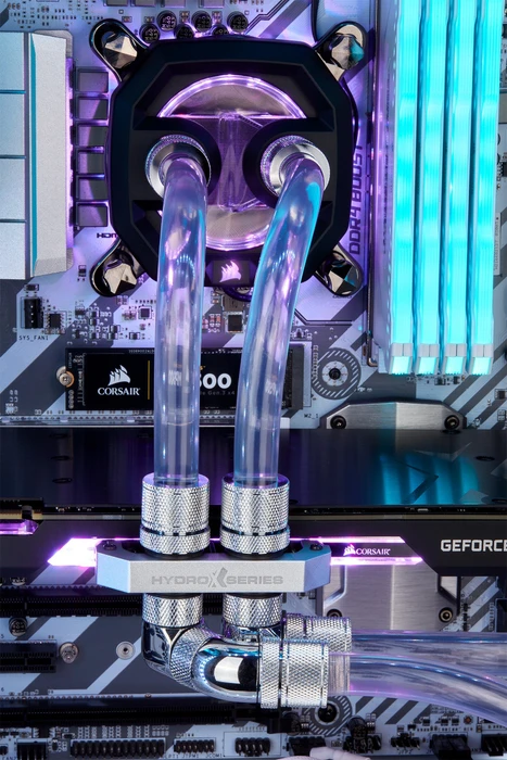 Corsair Hydro X Series XF Hardline, OD Fitting 90° 14mm, chrome, 2er-Pack
