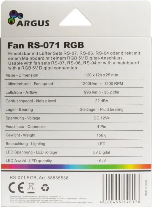 Inter-Tech Argus RS-071 RGB, 120mm