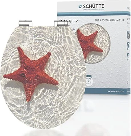 Schütte MDF High Gloss WC-Sitz mit Absenkautomatik und Schnellverschluss red starfish
