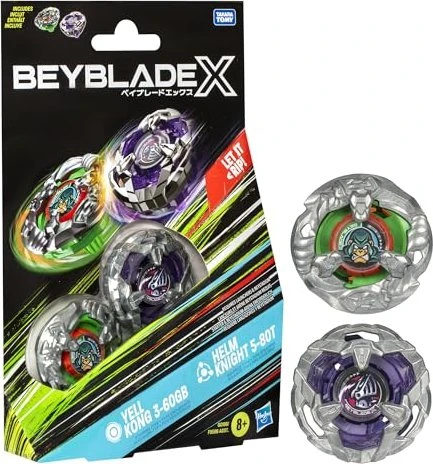 Hasbro Beyblade X Yell Kong 3-60GB und Helm Knight 5-80T Dual Pack