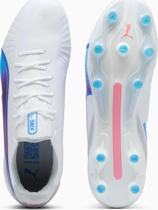 Puma King Ultimate FG/AG puma white/bluemazing/flat light gray/sunset glow