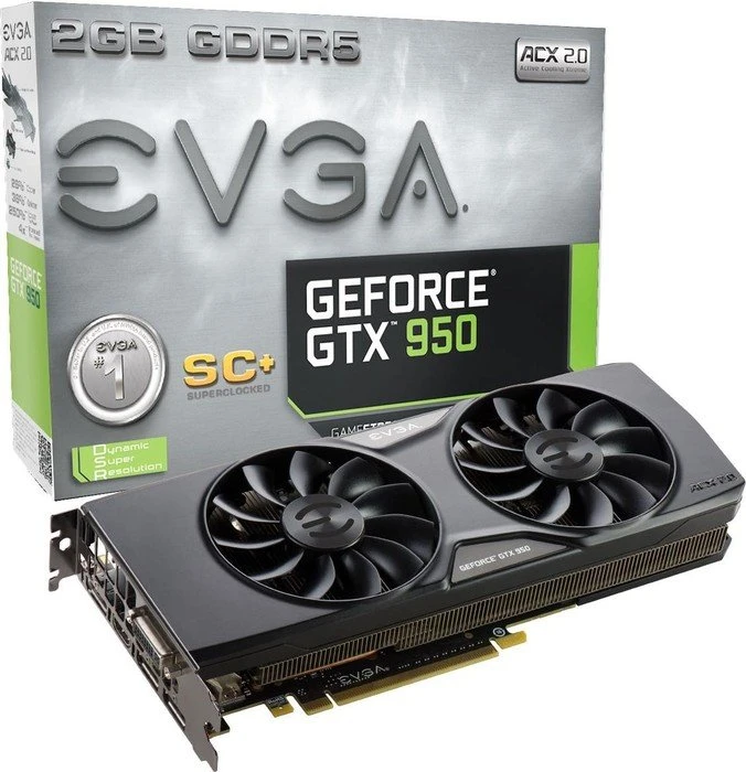 EVGA GeForce GTX 950 SC+, 2GB GDDR5, DVI, HDMI, 3x DP