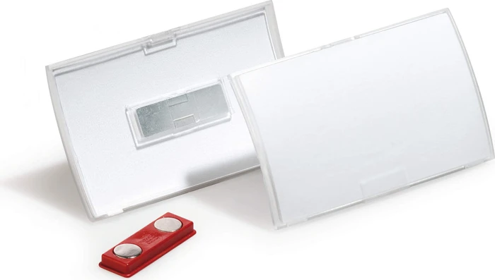 Durable Click Fold Namensschild mit Magnet, 4x7.5cm, transparent, 10 Stück