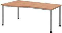 Hammerbacher Ergonomic Plus H-Serie VHS18/N/S Schreibtisch 180x100cm Nussbaum/silber