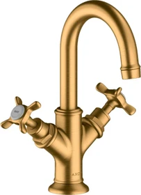 Hansgrohe Axor Montreux 2-Griff Waschbeckenarmatur 160 mit Kreuzgriffen und Ablauffernbedienung brushed gold optic