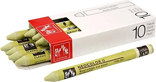 Caran d'Ache Neocolor II Aquarelle Wachskreide, helloliv, 10er-Pack