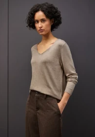 Street One V-Neck Pullover sanded beige mel. (Damen)
