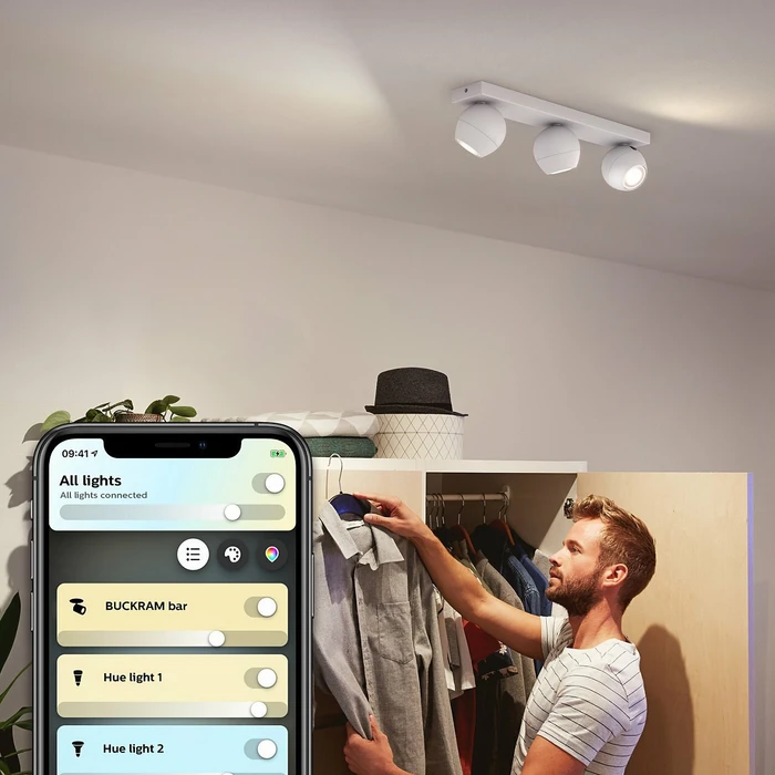 Philips Hue White Ambiance Buckram 3-flammig weiß
