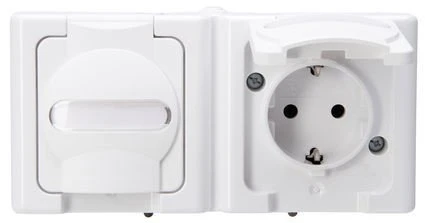 Kopp Blue Electric 2-fach Steckdose mit Klappdeckel, arktisweiß