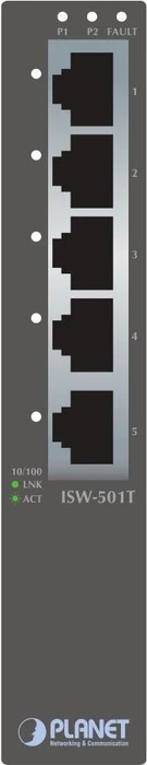 Planet ISW-501T Industrial Railmount Switch, 5x RJ-45