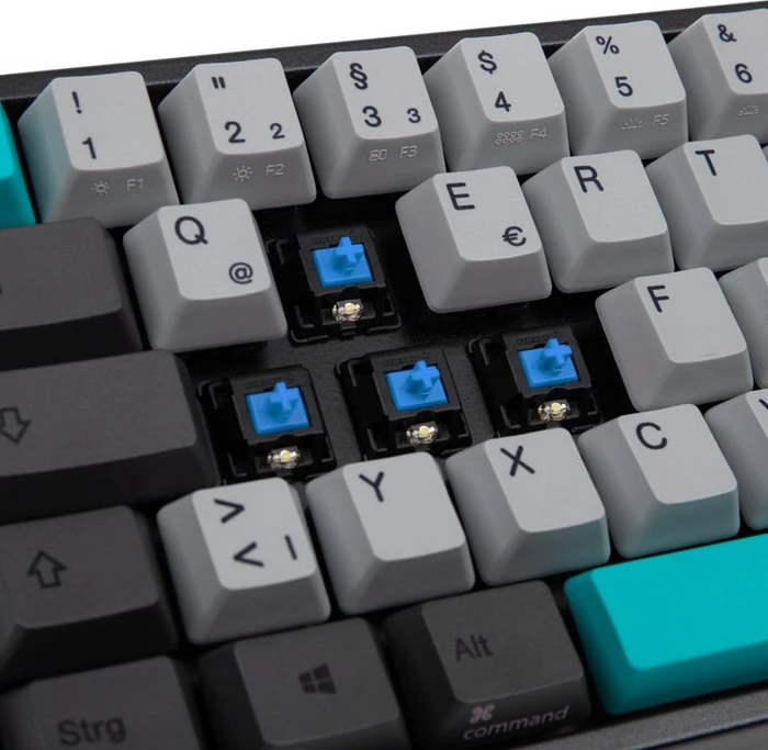 Ducky Miya Pro Moonlight TKL PC/Mac dunkelgrau, PBT, LEDs weiß, MX BLUE, USB, DE