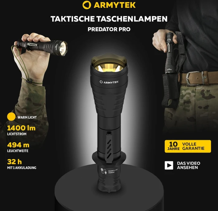 Armytek Predator Pro Warm Light Taschenlampe (F07301W)