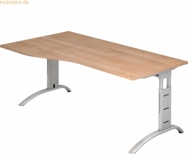 Hammerbacher Ergonomic Plus F-Serie FS18/N Schreibtisch 210x113cm Nussbaum/silber