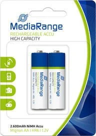 MediaRange Rechargeable Accu Mignon AA NiMH 2600mAh, 2er-Pack