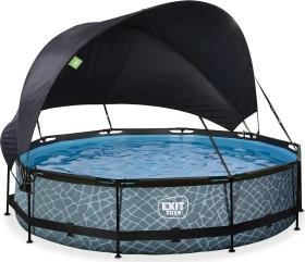 Exit Toys Stone Frame Pool mit Filterpumpe und Sonnenschutz rund 360x75cm