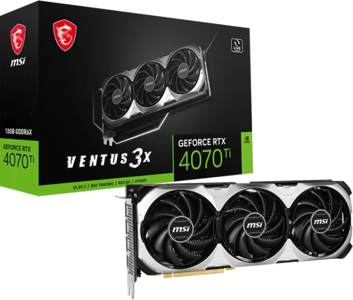 MSI GeForce RTX 4070 Ti Ventus 3X E 12G, 12GB GDDR6X, HDMI, 3x DP