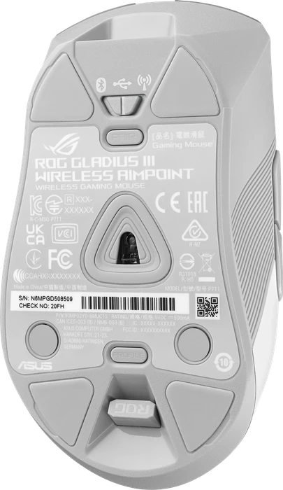 ASUS ROG Gladius III Wireless AimPoint Moonlight White, USB/Bluetooth
