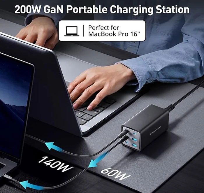 Conceptronic USB GaN Ladegerät, 4x USB-C + 2x USB-A, 200W schwarz
