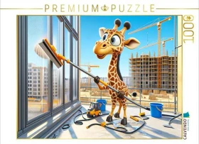 Calvendo Die geschickte Giraffe als Fensterputzer: Hoch hinaus für klare Sicht