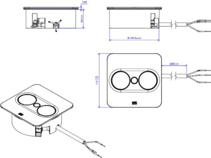 Bachmann Twist 2, 1-fach, 1x USB-Charger A/C, eckig, 2m, weiß