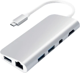Satechi Aluminium Type-C Multimedia Adapter, silber, USB-C 3.0 (ST-TCMM8PAS)